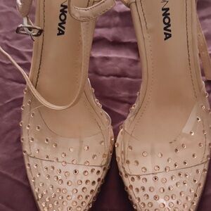 Fashion Nova Nude Studded Heels